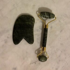 100% Genuine Jade Facial Roller and Gua Sha Set